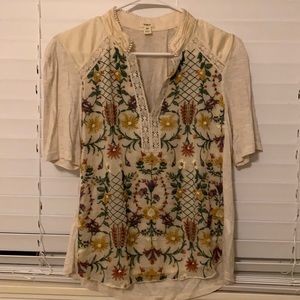 XS Anthropologie Embroidered Blouse